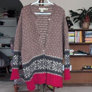 Eddie Bauer Vintage Fair Isle Wool Cardigan Sweater